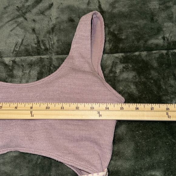 One-Piece Swimsuit Women's Medium Mauve Purple Polka Dot Cut Outs Swimwear - Picture 7 of 7